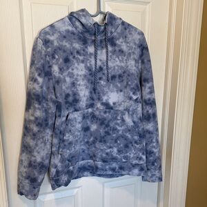 FLX Blue Tie-Dye Hooded Pullover Sweatshirt, Mens Large